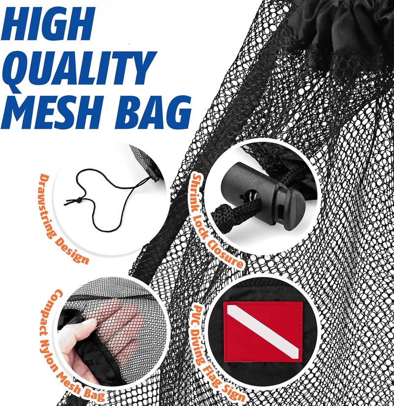 Dawitrly 2 Pcs Mesh Dive Bag, Diving Mesh Bags with Shrink Lock, Nylon Drawstring Bag for Scuba Gear, Fit for Diving, Snorkeling - Image 4